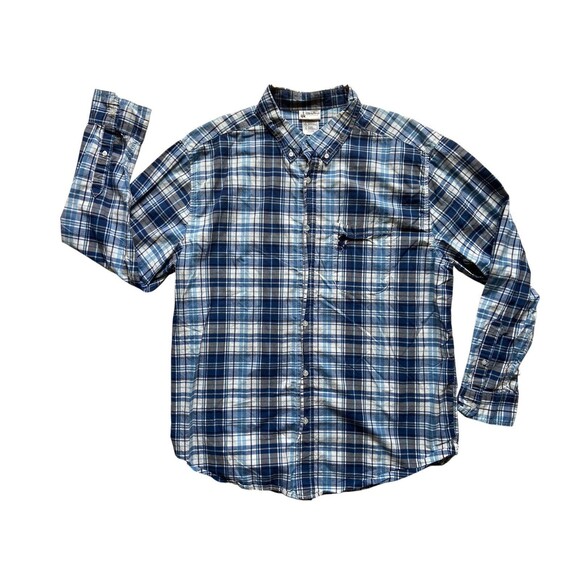 Disney Parks Mens Mickey Mouse Logo Button Down Shirt Size XL Blue Plaid Preppy - Picture 1 of 12